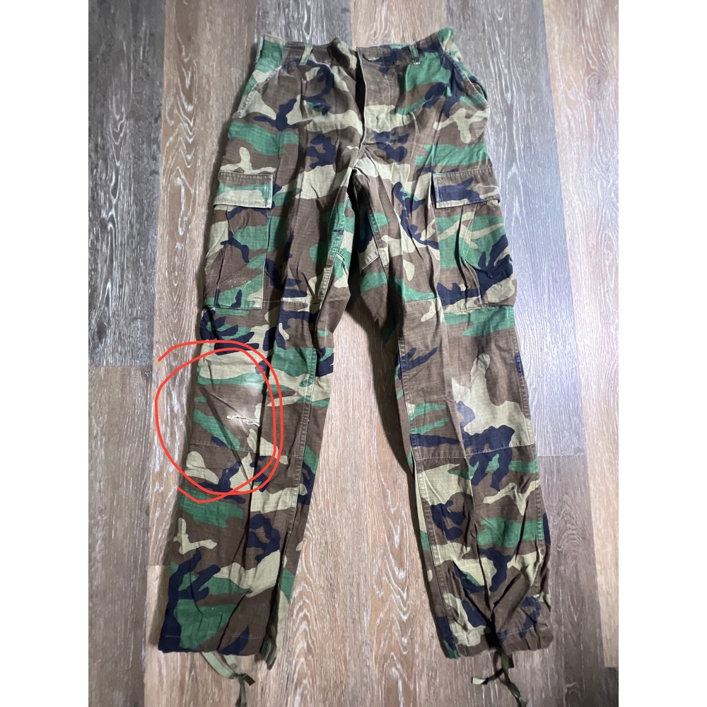 Military Cargo Pants Mens Small Regular Green Woodland Camo Ripstop BDU 1300